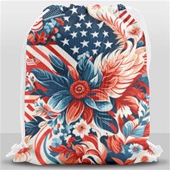 America Pattern Drawstring Bag (large) by Valentinaart