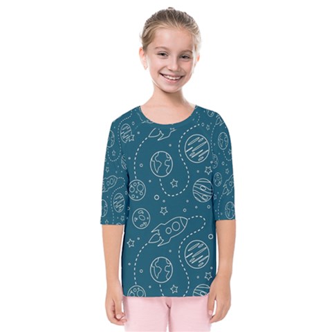 Space Seamless Pattern Kids  Quarter Sleeve Raglan T-shirt by Bedest