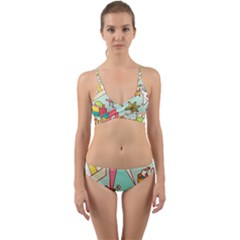Summer Up Cute Doodle Wrap Around Bikini Set by Bedest