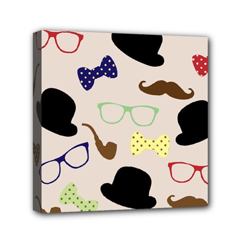 Moustache-hat-bowler-bowler-hat Mini Canvas 6  X 6  (stretched) by Ravend