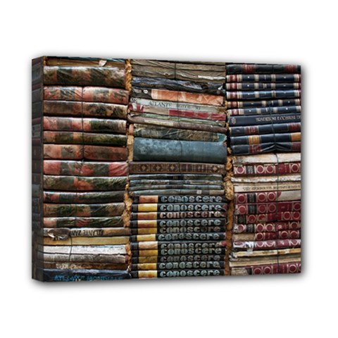 Pile Of Books Photo Of Assorted Book Lot Backyard Antique Store Canvas 10  X 8  (stretched) by Ravend