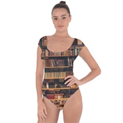 Books On Bookshelf Assorted Color Book Lot In Bookcase Library Short Sleeve Leotard  by Ravend
