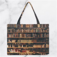 Books On Bookshelf Assorted Color Book Lot In Bookcase Library Zipper Medium Tote Bag by Ravend