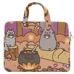 Pusheen Cute Fall The Cat Macbook Pro 13  Double Pocket Laptop Bag by Ndabl3x
