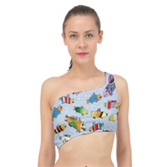 Fish Ocean Sea Water Diving Blue Spliced Up Bikini Top  by Ndabl3x