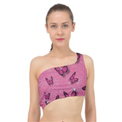 Pink Glitter Butterfly Spliced Up Bikini Top  by Ndabl3x