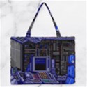 Blue Computer Monitor With Chair Game Digital Art Zipper Medium Tote Bag View1