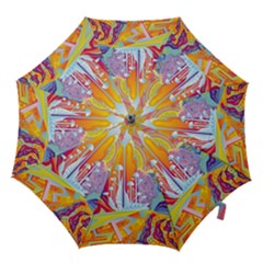 Multicolored Optical Illusion Painting Psychedelic Digital Art Hook Handle Umbrellas (small) by Bedest