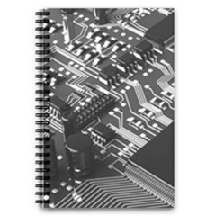 Black And Gray Circuit Board Computer Microchip Digital Art 5 5  X 8 5  Notebook by Bedest