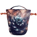 Blue And Brown Flower 3d Abstract Fractal Drawstring Bucket Bag View2