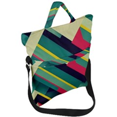 Abstract Geometric Design Pattern Fold Over Handle Tote Bag by Bedest