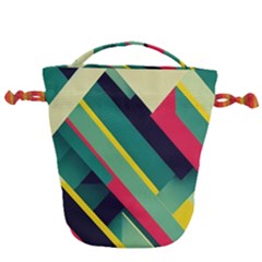 Abstract Geometric Design Pattern Drawstring Bucket Bag by Bedest