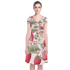 Strawberry Fruit Short Sleeve Front Wrap Dress by Bedest
