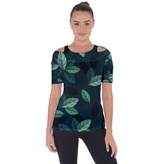 Foliage Shoulder Cut Out Short Sleeve Top by HermanTelo