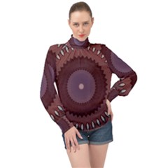 Art Pattern Design High Neck Long Sleeve Chiffon Top by Proyonanggan