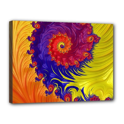 Fractal Spiral Bright Colors Canvas 16  X 12  (stretched) by Proyonanggan