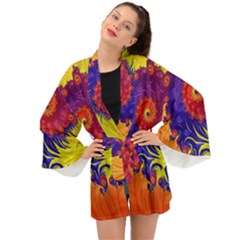 Fractal Spiral Bright Colors Long Sleeve Kimono by Proyonanggan