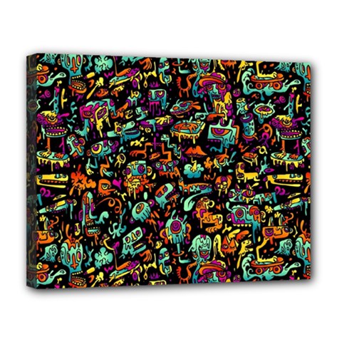 Multicolored Doodle Abstract Colorful Multi Colored Canvas 14  X 11  (stretched) by Grandong