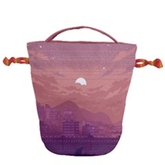 Aesthetic Pixel Art Landscape Drawstring Bucket Bag by Sarkoni