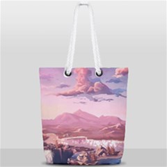Aesthetic Landscape Vintage Cartoon Full Print Rope Handle Tote (small) by Sarkoni