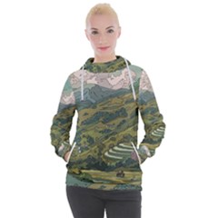 Anime Scenery Drawing Sky Landscape Cloud Cartoon Women s Hooded Pullover by Sarkoni