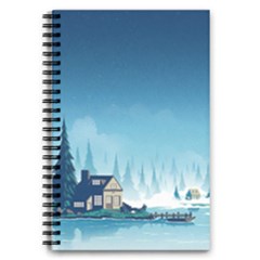 Winter Scenery Minimalist Night Landscape 5 5  X 8 5  Notebook by Sarkoni