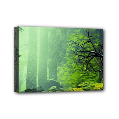 Trees Forest Artwork Nature Beautiful Landscape Mini Canvas 7  X 5  (stretched) by Sarkoni