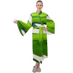 Golf Course Par Green Maxi Velvet Kimono by Sarkoni