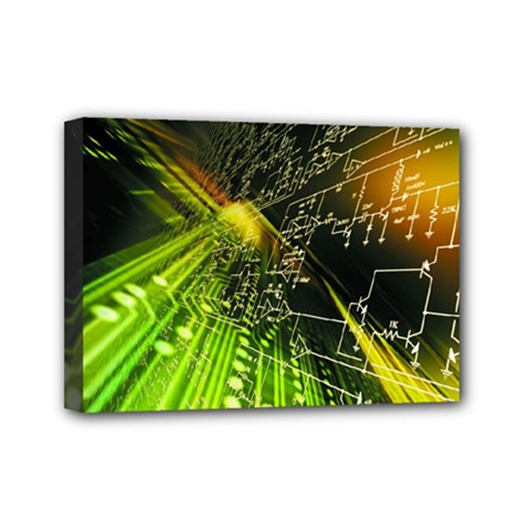 Machine Technology Circuit Electronic Computer Technics Detail Psychedelic Abstract Pattern Mini Canvas 7  X 5  (stretched) by Sarkoni
