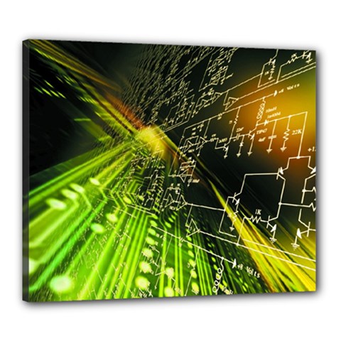 Machine Technology Circuit Electronic Computer Technics Detail Psychedelic Abstract Pattern Canvas 24  X 20  (stretched) by Sarkoni
