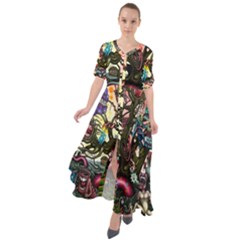 Psychedelic Funky Trippy Waist Tie Boho Maxi Dress by Sarkoni