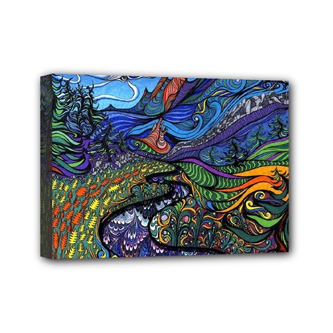 Psychedelic Landscape Mini Canvas 7  X 5  (stretched) by Sarkoni