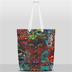 Somewhere Near Oblivion Nightmares Acid Colors Psychedelic Full Print Rope Handle Tote (small) by Sarkoni