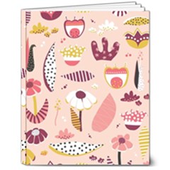 Scandinavian Flat Floral Background Coral Pink White Black Gold Pattern 8  X 10  Softcover Notebook by Sarkoni