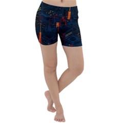 Architecture City Pixel Art Lightweight Velour Yoga Shorts by Sarkoni