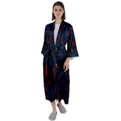 Architecture City Pixel Art Maxi Satin Kimono by Sarkoni