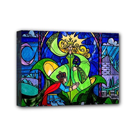 Beauty And The Beast Stained Glass Rose Mini Canvas 7  X 5  (stretched) by Sarkoni