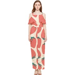 Seamless Strawberry Pattern Vector Draped Sleeveless Chiffon Jumpsuit by Grandong