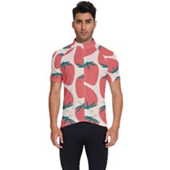 Seamless Strawberry Pattern Vector Men s Short Sleeve Cycling Jersey by Grandong