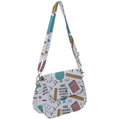School Subjects And Objects Vector Illustration Seamless Pattern Saddle Handbag by Grandong
