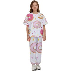 Vector Donut Seamless Pattern Kids  T-shirt And Pants Sports Set by Grandong