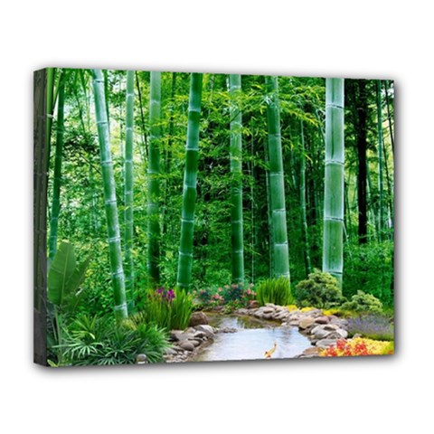 Bamboo Forest Squid Family Canvas 14  X 11  (stretched) by Grandong
