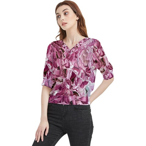 Rosa Antico Smudged Quarter Sleeve Blouse by kaleidomarblingart