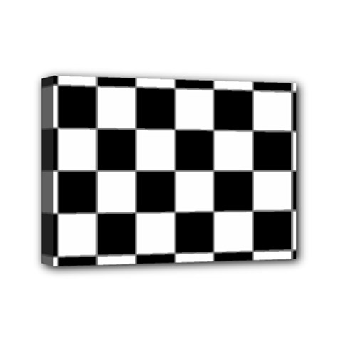 Black White Chess Board Mini Canvas 7  X 5  (stretched) by Ndabl3x