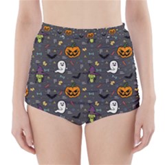 Halloween Bat Pattern High-waisted Bikini Bottoms by Ndabl3x