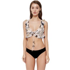 Cat Halloween Pattern Low Cut Ruffle Edge Bikini Top by Ndabl3x