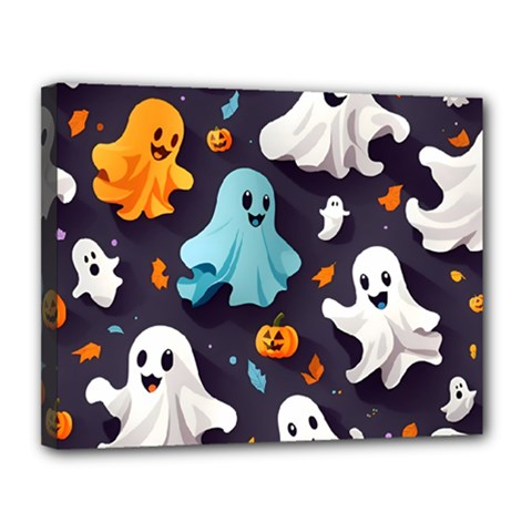 Ghost Pumpkin Scary Canvas 14  X 11  (stretched) by Ndabl3x