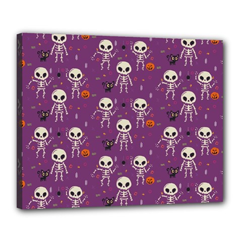 Skull Halloween Pattern Canvas 20  X 16  (stretched) by Ndabl3x