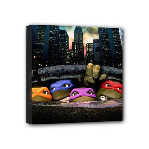 Teenage Mutant Ninja Turtles Leonardo Raphael Michelangelo Donatello Mini Canvas 4  X 4  (stretched) by Sarkoni