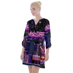 Retro City Pixel Open Neck Shift Dress by Sarkoni